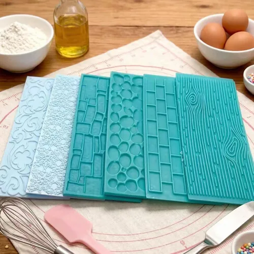 Miniatura 7 de Juego de 6 alfombrillas de impresión de fondant, juego de moldes para decoración de tartas, corteza de árbol en relieve, diseño de textura