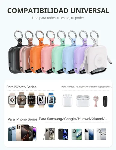 Miniatura 7 de Cargador portátil, 10,000 mAh, 22,5 W, banco de energía de carga rápida con cables integrados, paquete de baterías esenciales de viaje con pantalla