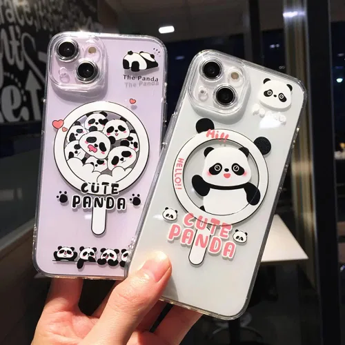 Miniatura 5 de Roemary Pandas - Funda para iPhone 13 Pro Max con diseño MagSafe, carga inalámbrica magnética transparente, funda de TPU transparente para iPhone 13