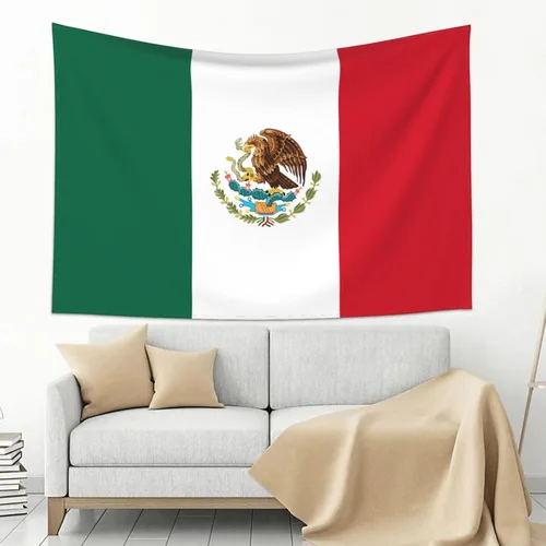 Miniatura 3 de JUHIOPOI Tapiz de pared con bandera de México, hippie mexicano para dormitorio y sala de estar (60 x 50 pulgadas)