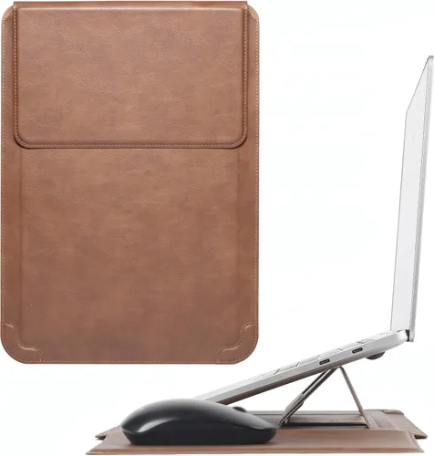 Miniatura 11 de Funda para portátil con soporte y alfombrilla de ratón 15-16 pulgadas Funda para portátil Funda para Chromebook Cubierta protectora de cuero