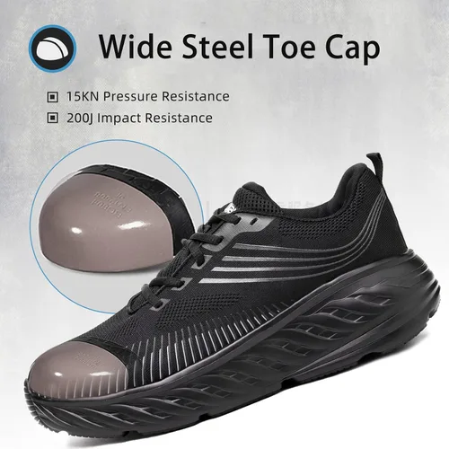 Miniatura 3 de Zapatos de acero extra anchos para hombre, zapatos de seguridad para hombre, zapatos de seguridad indestructibles para trabajo de construcción