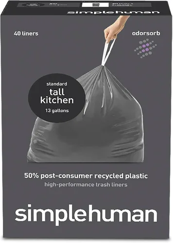 Miniatura 6 de simplehuman Forro para bote de basura de ajuste personalizado, 45 litros/12 galones, 20 unidades (paquete de 2)