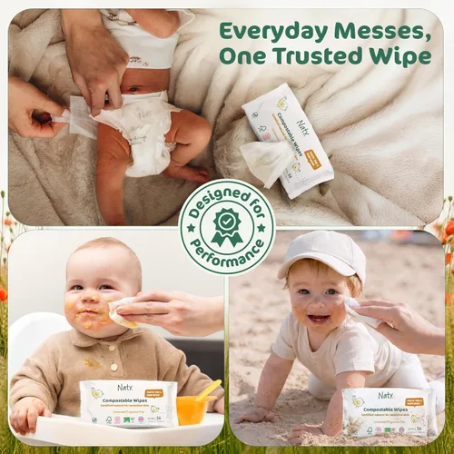 Miniatura 4 de Naty Toallitas para bebé XXL 98% de agua, hipoalergénicas y naturales para pieles sensibles Sin perfume, a base de plantas, sin fragancia Sin