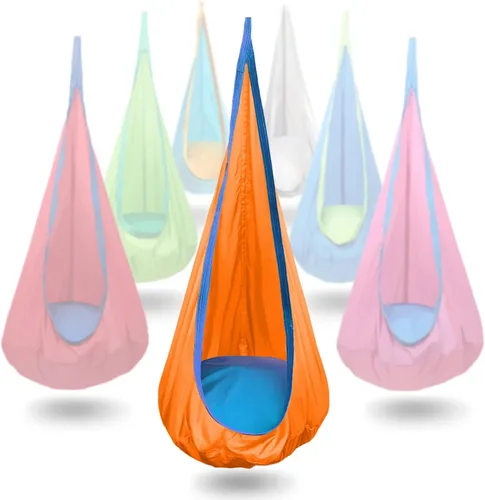 Miniatura 8 de Asiento de columpio para niños, silla hamaca colgante para interiores y exteriores para niños, suave y segura con alta capacidad de peso, fácil