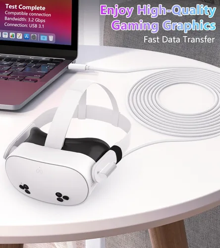Miniatura 2 de YRXVW Cable de enlace de 10 pies compatible con Meta/Oculus Quest 3S, Quest 3, Quest 2/Pro, PICO 4 accesorios VR, cable de carga y cable de datos