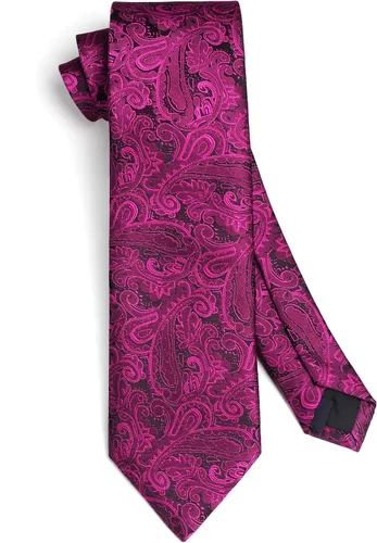 Miniatura 214 de HISDERN Corbatas para hombre, corbata de cachemira y bolsillo cuadrado tejido clásico floral para hombre, corbata de fiesta de boda