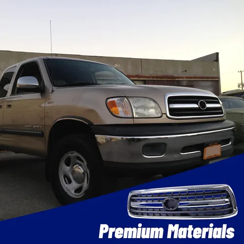 Miniatura 5 de Conjunto de parrilla delantera compatible con Toyota Tundra 2000 2001 2002 Pickup Truck 531000C020 TO1200223 carcasa cromada con inserto negro