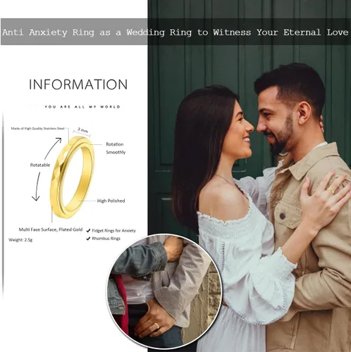Miniatura 6 de Nanafast Anillos de ansiedad de acero de titanio de 0.118 pulgadas para mujeres y hombres, anillos multifacéticos para ansiedad, anillos giratorios