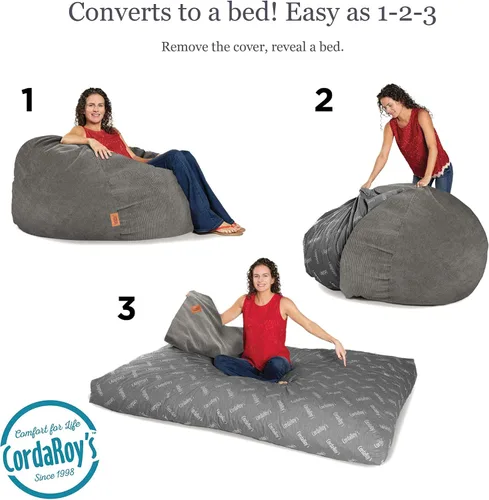 Miniatura 3 de CordaRoy's Puf de Pana - Silla Puf Convertible - Funda de Tela de Pana Lavable a Máquina - para Sótano, Sala de Estar, Sala de Juegos, Dormitorio