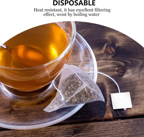 Miniatura 8 de SMASOLO 100pcs Nylon Bolsa de Té Filtro 2.3x2.8 in Sellado Calor Hojas Sueltas Bolsas de Colador de Té Desechable Triangular Infusor Elaboración