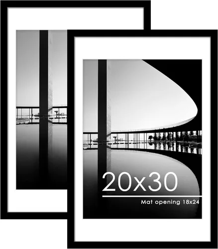 Miniatura 13 de PEALSN - Juego de 2 marcos de fotos de 12 x 18, muestra fotos de 11 x 17 con paspartú o 12 x 18 sin paspartú para montaje en pared, marcos para Negro