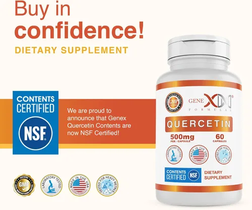 Miniatura 4 de Genex Formulas Quercetina 500mg (60 cápsulas) sin OMG, sin gluten (paquete de 3)