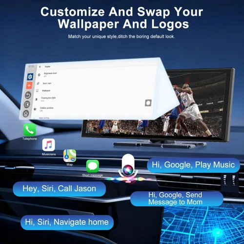 Miniatura 6 de Pantalla inalámbrica Carplay mejorada de 9 pulgadas para automóvil, aplicaciones integradas Net-Flix YouTube Tiktok, caja mágica de IA portátil