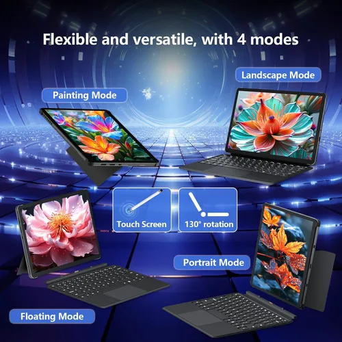 Miniatura 6 de Tableta/computadora portátil 2 en 1 de 10.1", 12 GB de RAM+256 GB SSD, portátiles con pantalla táctil con lápiz óptico y teclado, procesador