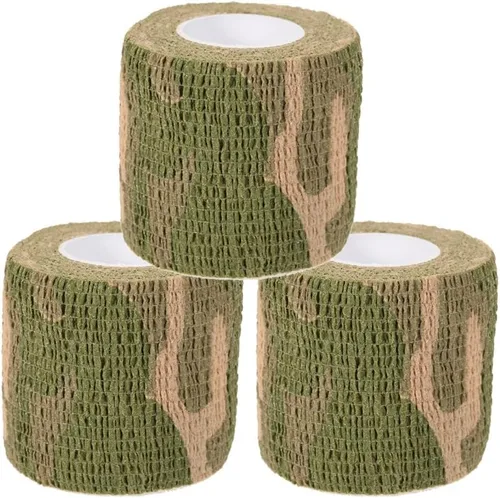 Miniatura 10 de Cinta envolvente autoadhesiva de camuflaje para protección de 5 cm x 4,5 m. Cinta de camuflaje discreta de tela no tejida. Vendaje elástico