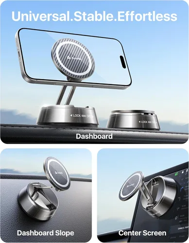 Miniatura 2 de andobil Magsafe - Soporte magnético para teléfono móvil de 360° ajustable al vacío para iPhone 17 Pro Max 16/15/14/13/12 Metálico Mate