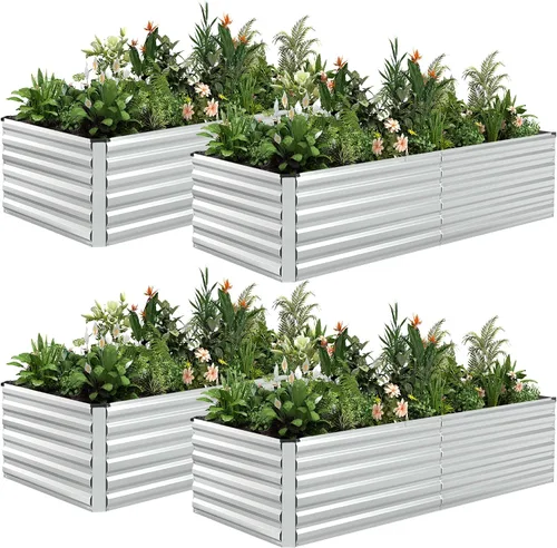 Miniatura 43 de NAVINE Cama de jardín elevada de 8 x 4 x 2 pies, macetas elevadas de metal grande, macetas para plantas al aire libre para verduras, flores