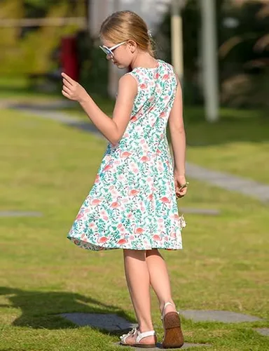 Miniatura 4 de Ahegao Vestidos florales sin mangas para niña, vestido de una pieza para la escuela casual de 4 a 13 años