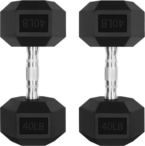 Miniatura 29 de RitFit Juego de mancuernas hexagonales con revestimiento de goma de 5 a 780 libras con estante para gimnasio en casa, entrenamiento de fuerza