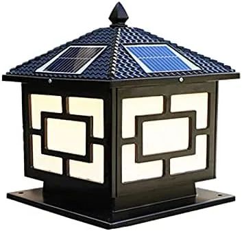 Miniatura 8 de Luz solar LED para exteriores, farol solar de poste de metal estilo vintage LED de iluminación exterior en negro para jardín, patio, poste