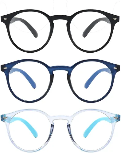 Miniatura 5 de Gafas de bloqueo de luz azul para niños, paquete de 3 lentes de lectura para computadora con bloqueo de luz azul para niños y niñas de 3 a 11 años