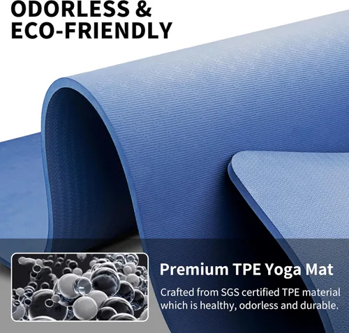 Miniatura 5 de Hatha Yoga Esterilla de Yoga Extra Larga de TPE 79" x 40" x 1/2" de Grosor Esterilla de Ejercicio Antideslizante para Uso en Gimnasio en Casa, Yoga