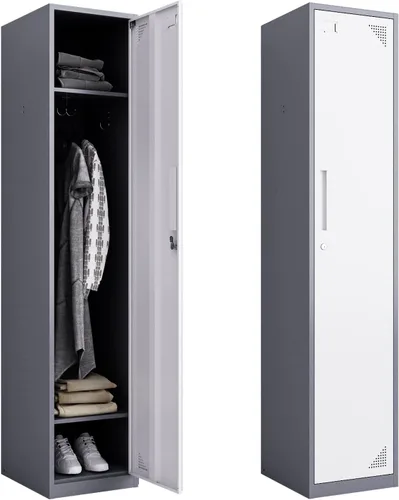 MIIIKO Armario de metal para empleados, armario de gimnasio con llaves, armario de almacenamiento de metal con 1 puerta para escuela, dormitorio,