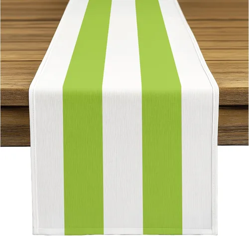 Miniatura 3 de Fabric Textile Products Servilletas de tela a rayas color lima y blanco Servilletas cabaña de 18 x 18 pulgadas Juego de 12 Resistente a