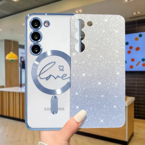 Miniatura 253 de ZONRW - Funda para Samsung Galaxy S22 Ultra magnética, para mujeres y niñas, cubierta trasera suave, lujosa, con corazón de amor, bling, degradado