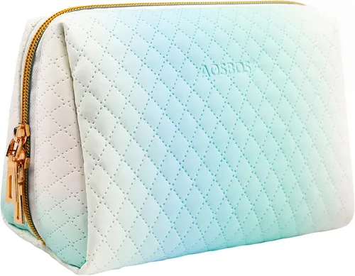 Miniatura 13 de Aosbos Bolsa de Cosméticos Neceser de Maquillaje para Mujeres, Bolsa de Cosméticos Impermeable para Viaje, Bolsa de Maquillaje para Bolso, Azul Azul