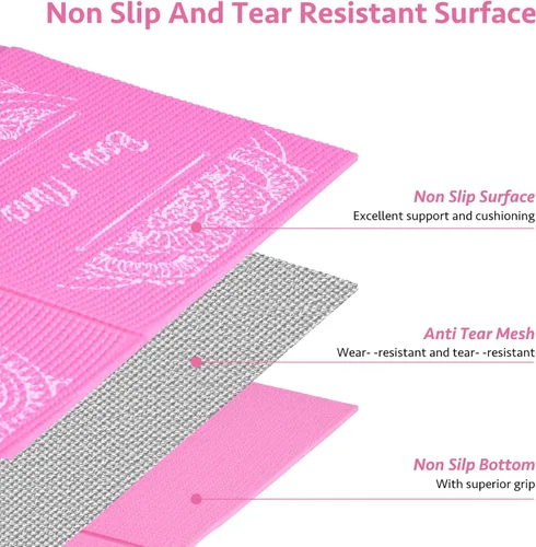 Miniatura 3 de Tapete de yoga plegable para mujer, tapete de ejercicio antideslizante para gimnasio en casa, juego de alfombrillas de yoga de viaje de 0.197 in