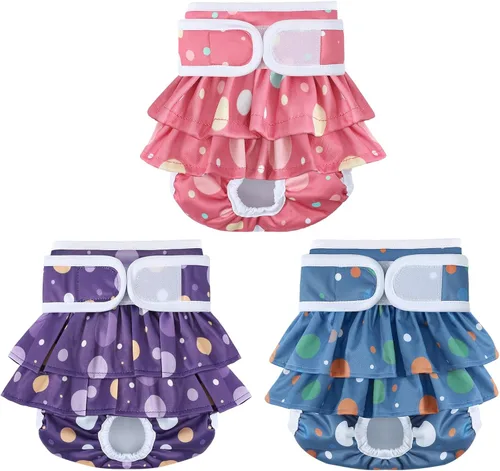 Miniatura 23 de Pañales Reutilizables para Perras Hembras Paquete de 3 Pañales Lavables Altamente Absorbentes para Perras, Pañales Flexibles para Perras, A Prueba