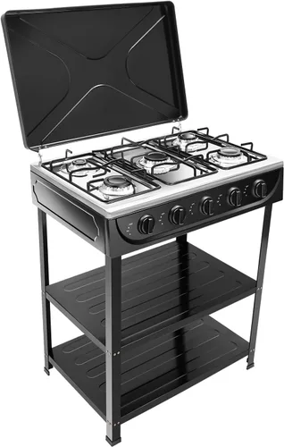 Estufa de gas natural para encimera con 5 quemadores, cocina portátil de gas propano/gas natural con control independiente, cocina de encimera con