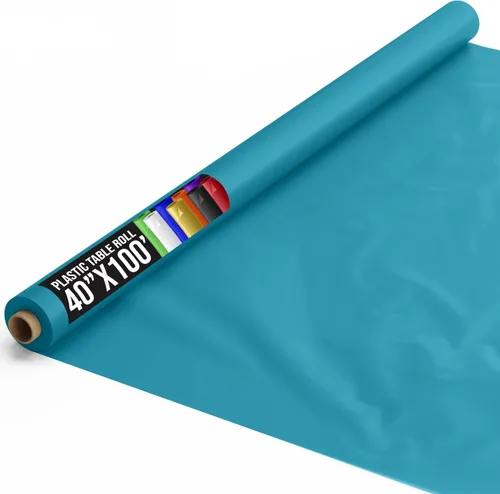Miniatura 81 de Exquisito rollo de mantel de mesa de plástico aqua de Party Solids 4 piezas 40" X 300' Rollo de mantel de mesa de plástico - Rollos de mantel