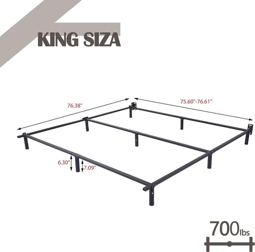 Miniatura 2 de NNV Base de cama de metal King de 7 pulgadas, plataforma resistente de 9 patas, base de soporte para somier y base de colchón, fácil montaje, sin