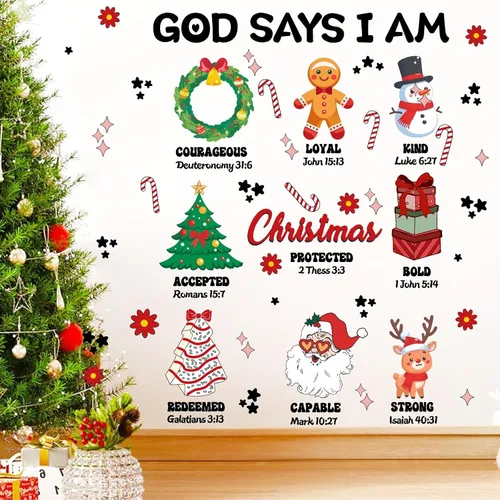 Miniatura 8 de Calcomanías de pared de Navidad, citas de Navidad, calcomanías de pared para decoración de interiores inspiradoras para niños, calcomanías de pared