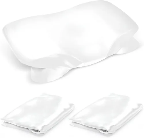 Miniatura 8 de Paquete de 2 fundas de almohada de satén para almohada cervical Zelimun de contorno, funda de almohada suave con cremallera (negro)