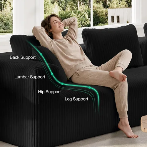 Miniatura 9 de Novilla 141" Sofá seccional modular, sofá seccional moderno en forma de nube con soporte Smarts Coil™, sofá sin huesos en forma de U para sala