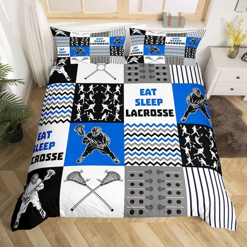 Miniatura 9 de Erosebridal Lacrosse - Funda de edredón para niños y niñas, juego de ropa de cama con temática de juegos deportivos, tamaño individual para adultos