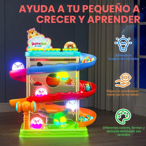 Miniatura 2 de 2 en 1 Pista de Carrera de Bolas Rodantes y Rampa de Coches para Niños Pequeños, Juguete de Bola con Martillo para Niños y Niñas, Juguetes Azul +