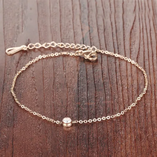 Miniatura 3 de De la Mujer Anklet 18K Rose de oro tono cz de la suerte cadena de pie verano accesorio ajustable l8.46