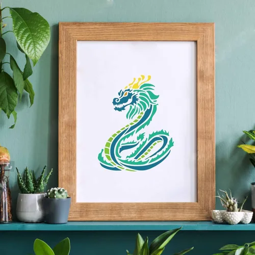 Miniatura 5 de FINGERINSPIRE Juego de 12 plantillas de dibujo de dragón, juegos de plantillas de pintura de dragón volador de plástico, plantillas de dibujo