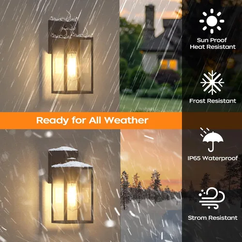 Miniatura 5 de WIHTU Accesorios de Luces de Porche Exteriores para Montaje en Pared, Accesorios de Iluminación Exterior del Atardecer al Amanecer para Casa, Luces