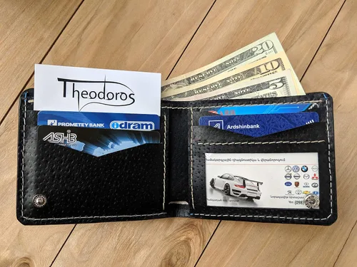 Miniatura 3 de Melting Skull, Zombie, Skeleton, Men's 3D Genuine Leather Wallet, Hand-Carved, Hand-Painted, Leather Carving, Custom wallet, Personalized wallet
