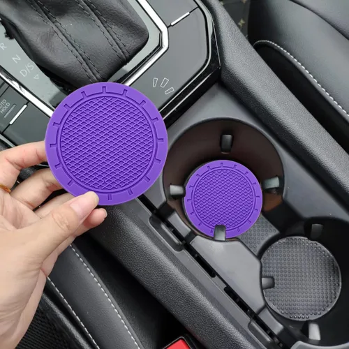 Miniatura 2 de Posavasos insertables para portavasos de automóvil, paquete de 4, diámetro de 2.75 pulgadas, PVC antideslizante, inserto universal, duradero, Púrpura