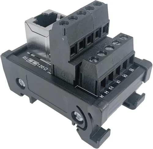 Miniatura 2 de Placa de distribución de conector Ethernet de montaje en riel DIN RJ45 8P8C, conector de bloque de terminales de conector vertical RJ45