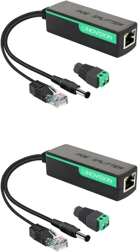 Miniatura 11 de LINOVISION Divisor POE impermeable DC12V, divisor de alimentación a través de Ethernet para exteriores de 10/100 Mbps, fuente de alimentación POE a