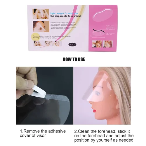 Miniatura 5 de 50 protectores faciales de ducha, protector facial desechable transparente para ducha, corte de pelo, laca para el cabello y extensiones