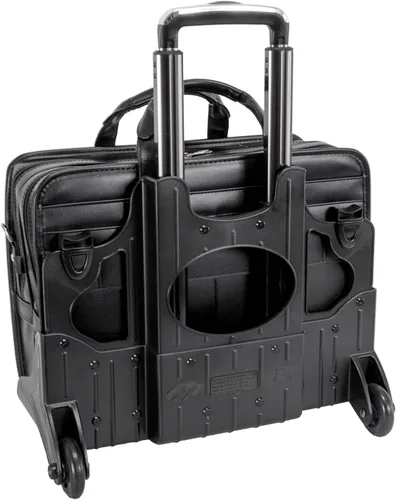 Miniatura 3 de McKleinUSA, P Series, Franklin, cuero vacuno de grano superior, cuero de 17 pulgadas, maletín para portátil con ruedas desmontables, color negro